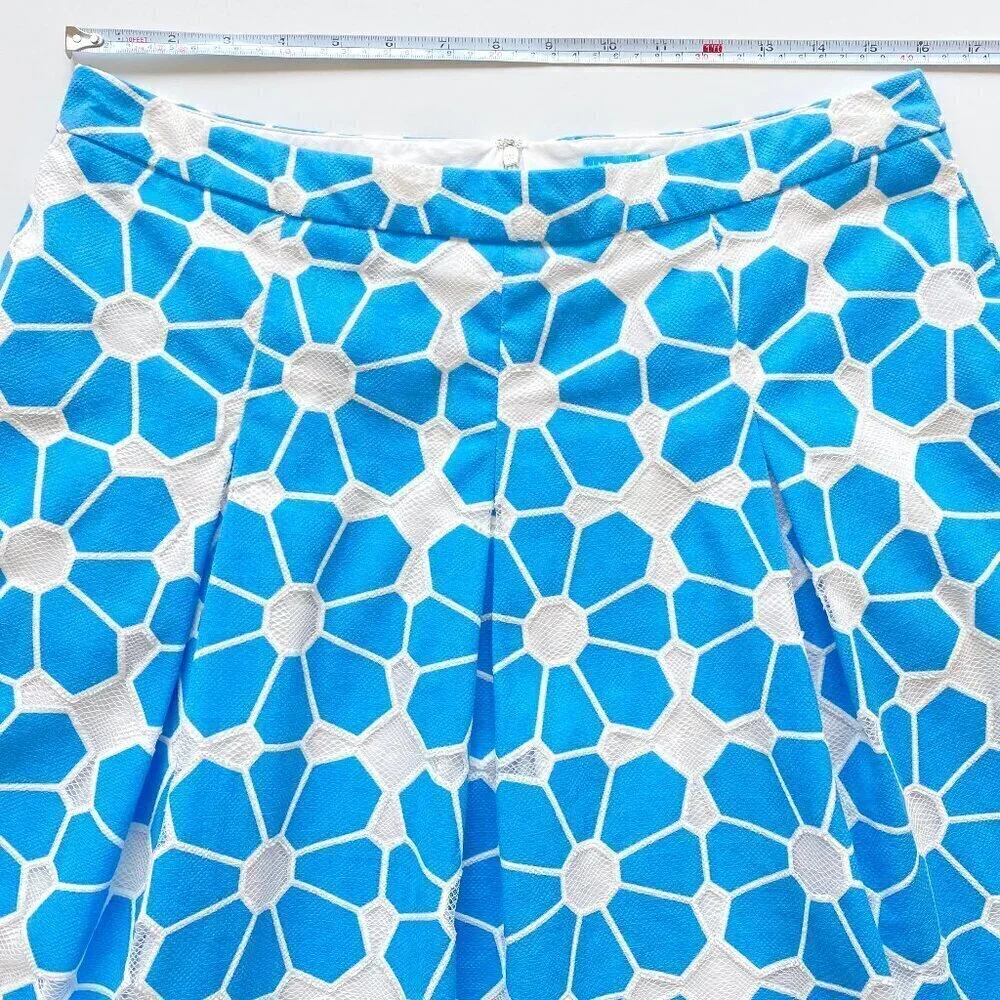 J. McLaughlin Adele Blue White Hammam Tile Lace Midi Skirt 12